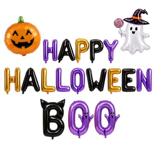 Halloween Balloon Decorations Set with Ghost, Pumpkin & Letter Balloons