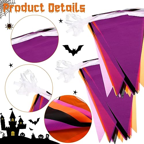 Halloween Pennant Banner 20 Pcs Outdoor Indoor Flag Garland - Purple Orange Black