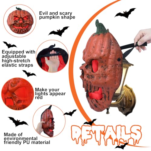 Halloween Pumpkin Porch Light Cover - Red Skeleton Design, 3D Fall Decor (1PC) - Blood Red Glow