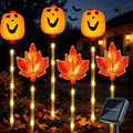 Halloween Solar Pathway Lights - Pumpkin & Leaf Stake Lights with 8 Modes - Outdoor Garden Decor (D - Pumpkin Leaf)