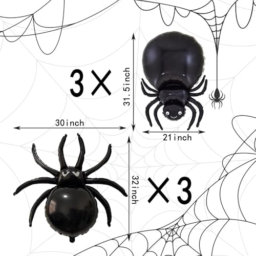 Black Spider Balloons Halloween Party Decorations - Set of 6