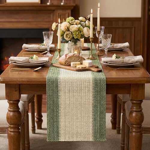 Farmhouse Rustic Paper Braided Table Runner - Dark Green, 12x120 Inch