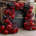 Dark Red Black Balloon Arch Kit with Bow - Burgundy & Maroon Balloon Garland for Birthday Halloween Wedding