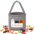 Halloween Trick or Treat Candy Basket - Black White Gingham Variation