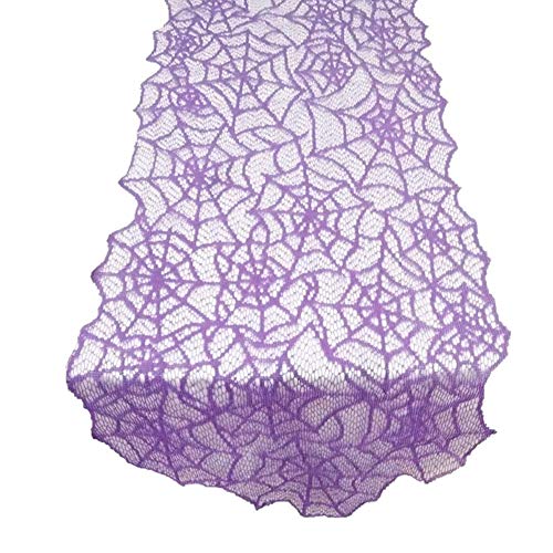 Halloween Spider Web Lace Table Runner - Purple Party Decor for Dining & Buffet Tables
