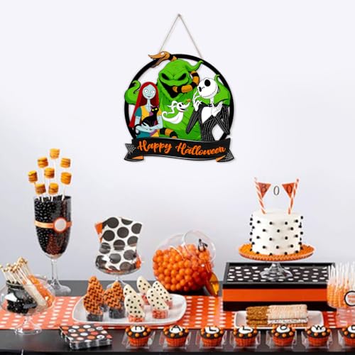Halloween Nightmare Wooden Door Sign - Spooky Holiday Decor, 11x11 Inches