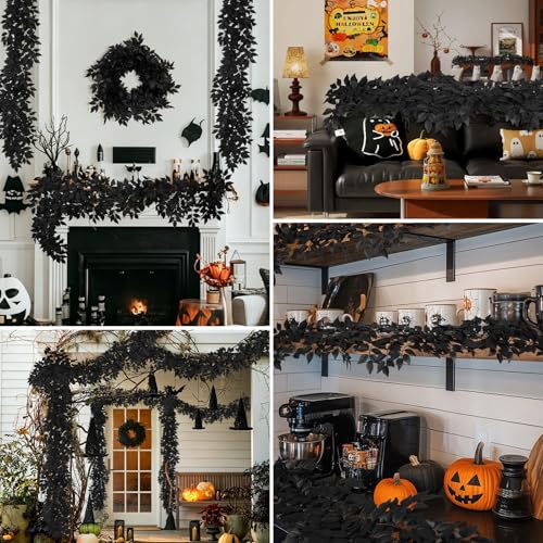 Black Leaf Vine 2 Pack Artificial Silk Garland Halloween Decor 6 Ft Each - Variation of THIS listing