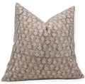 Camel Brown Handmade Block Print 16x16 Inch Cotton Throw Pillow Cover - Fall Decor for Sofa & Bed