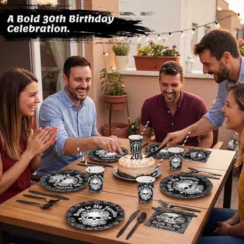 Black and White Gothic Tableware Set for 50 Guests - Death to My 20s Variation