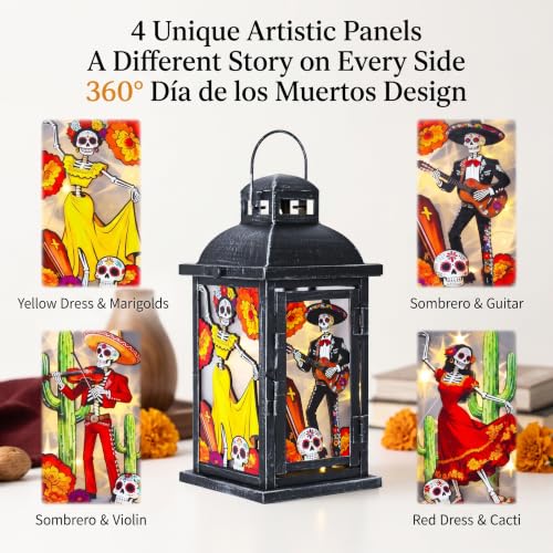 Dia de Los Muertos Skeleton Lantern with Lights - Variation of THIS Listing