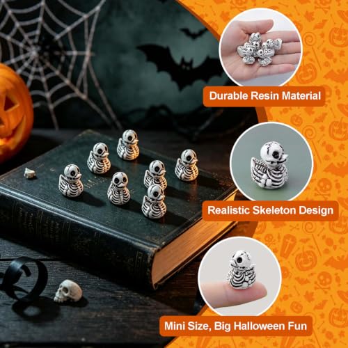 100Pcs Halloween Mini Skeleton Duck Decorations - Tiny Spooky Party Favors