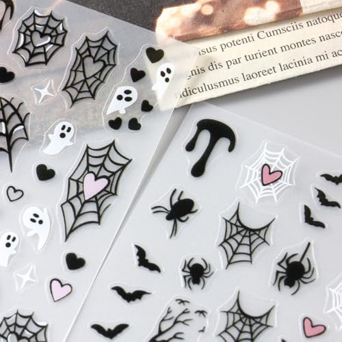 Halloween Ghosts Bat Spider Web Nail Stickers - Self-Adhesive Nail Art Decals - Halloween 06