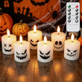 Halloween Flameless Votive Candles with Remote Control - Ghost Face Variation