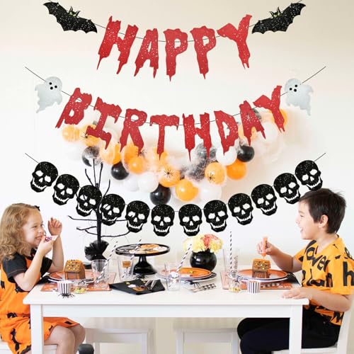 Halloween Skull Heart Banner Garland - Spooky Party Decorations