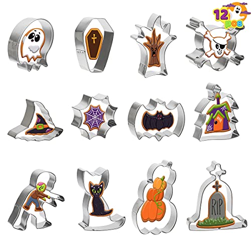 Halloween Cookie Cutter Set 12-Piece Stainless Steel Baking Mold for Cookies & Decorations