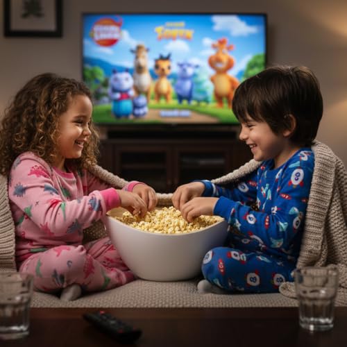 Purelite Solid Reusable Bamboo Popcorn & Snack Bowl - Large Family Serving Bucket