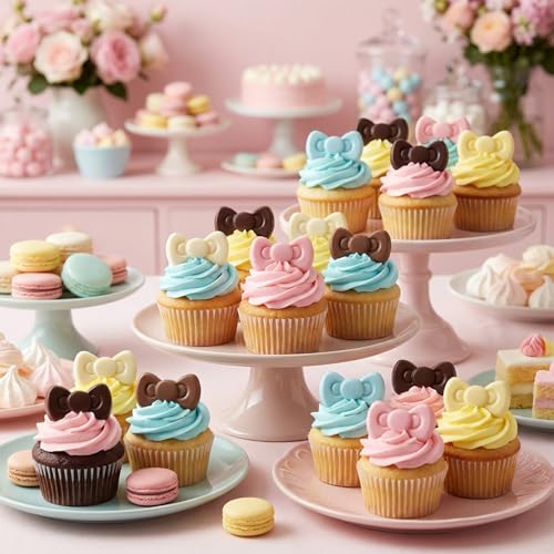 Mini Silicone Bow Molds for Cake Decorating Candy Chocolate & Crafts - 4 Pack
