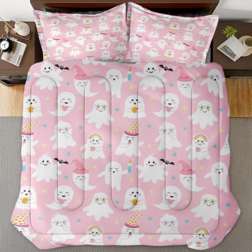Rainbow Cute Sweet Comforter Set of 3 Full Size Bedroom Decor Halloween Ghost - Variation of THIS listing