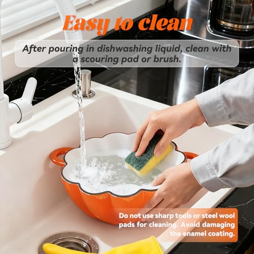 Cast Iron Pumpkin Shape Wood Stove Steamer - 2.4 Quart Fireplace Humidifier, Orange Decor