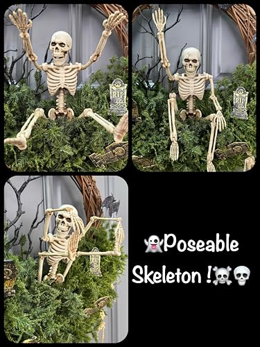 Halloween Skeleton Wreath for Front Door - Handcrafted 20-Inch Door Decor