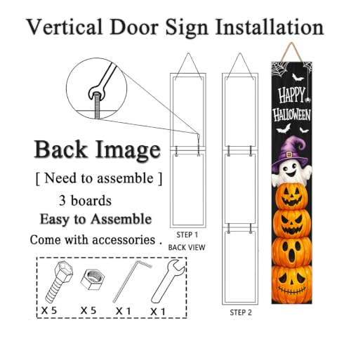 Halloween Welcome Sign for Porch - 47x7.8in Ghost & Pumpkin Front Door Decor - Variation of THIS Listing