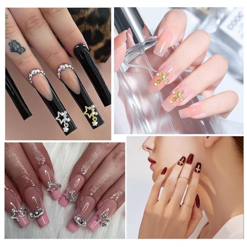 Multi Color Nail Charms Set - 88 Pcs Gold, Silver & Red 3D Alloy Gems for Nails & Crafts