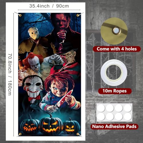 Halloween Door Cover Banner Decoration Horror Backdrop Party Decor 70x36 Inches