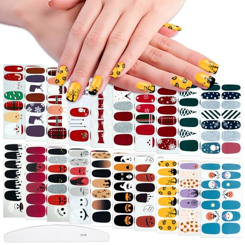 Self-Adhesive Nail Polish Stickers Set with Nail File for Manicure Designs