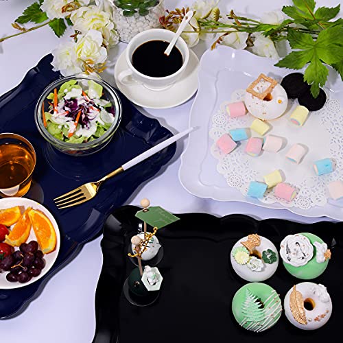 Black Plastic Serving Trays 15x10 Inches Set of 6 - Reusable & Dishwasher Safe