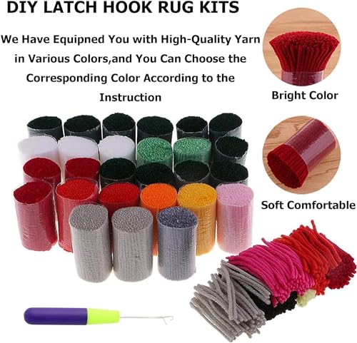 Latch Hook Kit for Adults & Beginners - Ghost Pattern, 20.5x15 Inch Home Rug Craft