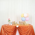 Orange Sequin Tablecloth 50x80 Inches Rectangular Glitter Overlay for Weddings & Parties