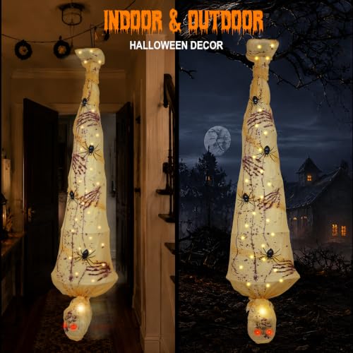 Halloween Animatronic Hanging Corpse Decoration with Lights & Sound - Indoor Outdoor Haunted House Prop