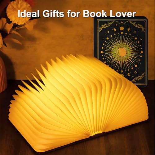 Foldable Book Lamp with 7 Color LED Night Light Leather Cover USB Rechargeable Home Decor Gift