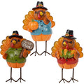 Thanksgiving Turkey Tabletop Centerpiece Decor Set of 3 - Fall Harvest Home Decorations