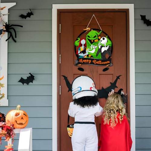 Halloween Nightmare Wooden Door Sign - Spooky Holiday Decor, 11x11 Inches