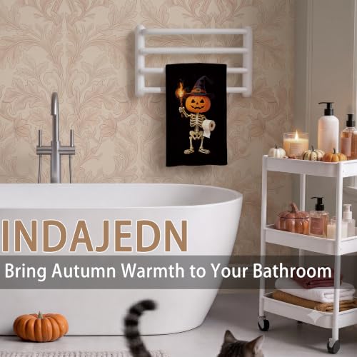 Halloween Pumpkin Skeleton Bathroom Hand Towel 16x24 in - Variation Pumpkin Ghost