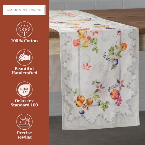 Maison d'Hermine Fruit D'Hiver Double Layer Cotton Table Runner 14.5x108 Inches