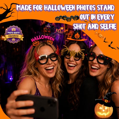 Halloween Headbands and Glasses Bulk - 8 Pack Costume Party Accessories for Adults