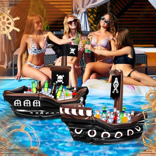 Inflatable Pirate Ship Drink Cooler - Classic Style, Large Capacity Summer Party