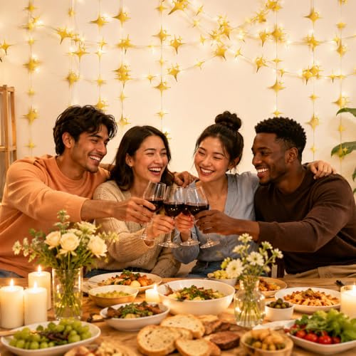 40ft Gold Star Bunting Banner - Pre-String Star Hanging Decoration