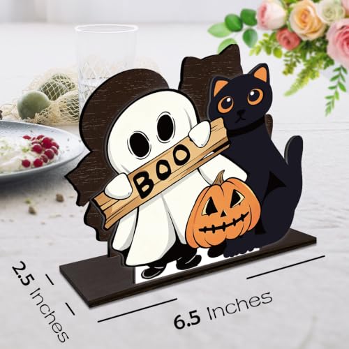 Halloween Wooden Napkin Holder Boo Ghost Black Cat - Variation G