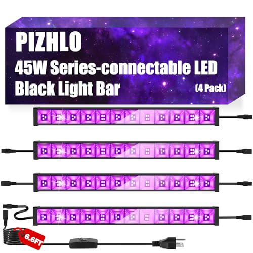 4 Pack 45W Connectable LED Black Light Bar for Parties & Decorations