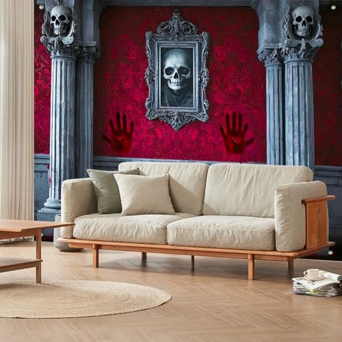 Halloween Backdrop Haunted House Moon Scene 8x6ft - Blood Stains & Gothic Decoration - Variation of THIS listing Halloween Backdrop #017