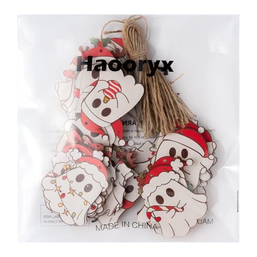 Ghost Halloween Christmas Wooden Ornament Set - Spooky Ghost Decorations, 45 Pieces, Festive Hanging Decor, Variation: Ghost