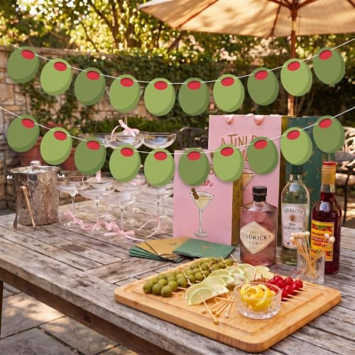 Martini Party Decorations - 8 Pcs Olive Garlands for Cocktail & Bar Event