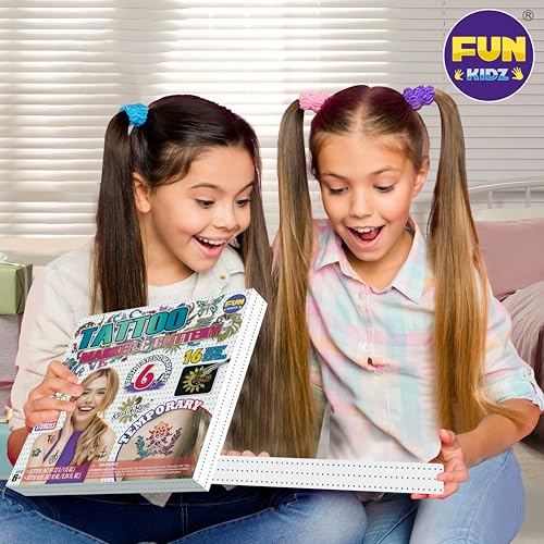 Kids Temporary Tattoo Kit with Glitter & Stencils - Fun Body Art Set for Ages 8-12
