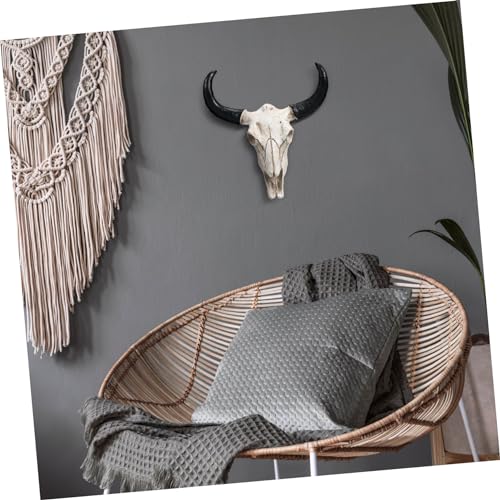 Cow Skull Wall Decor - Resin Horns and Skull Mount for Home Interior