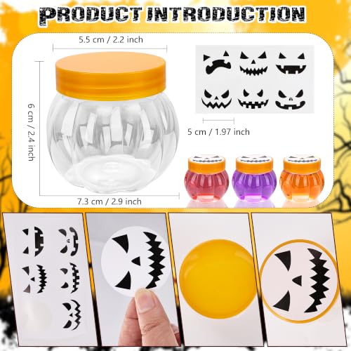 36 Pack Halloween Plastic Pumpkin Candy Jars with Orange Lids - Small Treat Containers for Parties & Decorations