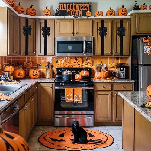 Black Velvet Cabinet Ribbon Bows - Halloween & Christmas Decor, 6 Pack