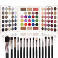 Black Grey Eyeshadow Makeup Palette + 15 Brushes Set - Pretty All Set 3, 86 Colors